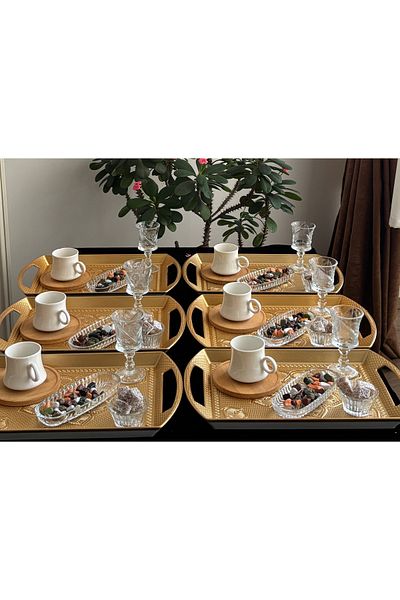DİBA AVM 6 Person Turkish Coffee Cup Set 6 Person Cup Set 36 Pieces Presentation Set
