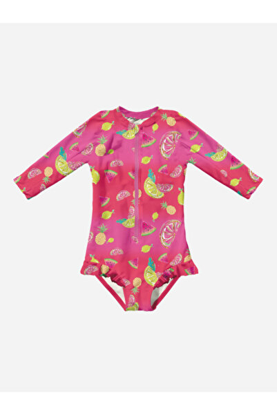 KidZee Lime Sleeved Swimsuit Upf 40 Protection Long Sleeve Baby Kids Swimsuit
