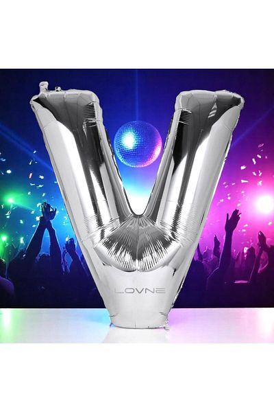 Kuzey High Quality 1 Metre Silver V Letter Balloon Silver V Letter Foil Balloon Fits Helium Gasina Flying Balloon