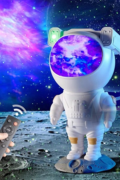 keyfisepet en keyifli sepet Astronot Figürlü Galaxy Projeksiyon Gece Lambası – Uzaktan Kumandalı RGB Renkli Yıldız Işıklı Lamba