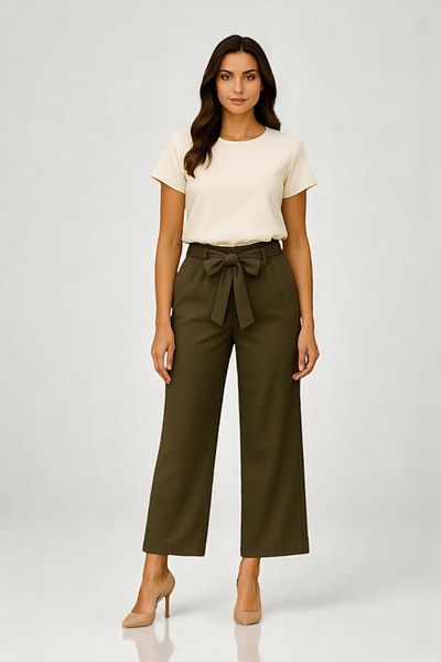 bb butik basic Belted Double Palazzo Trousers Db1634