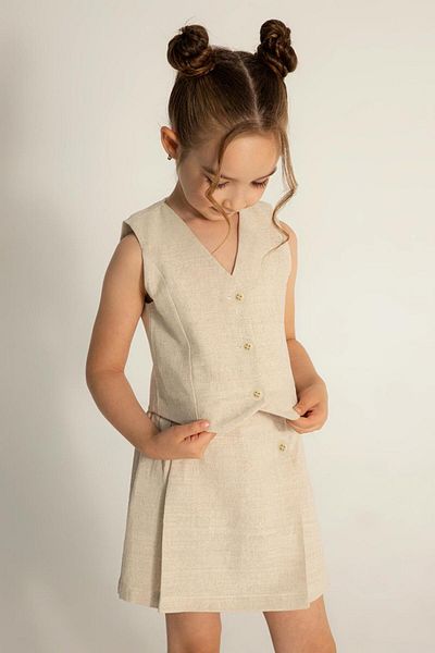 DMB BOYS & GIRLS Dmb Girl's Vest Shorts Suit 4-9 Years Beige
