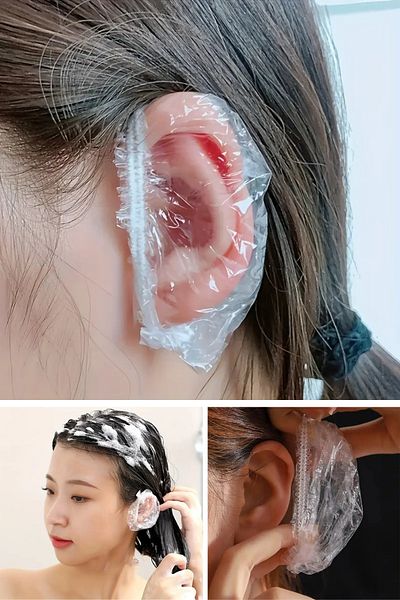 Shopura Waterproof Shower Bath Protector Durable Transparent Elastic Ear Cap Compatible with All 100 Pieces