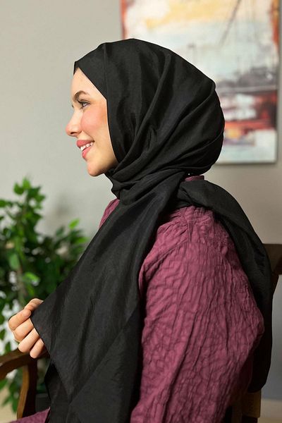 Sultan Eşarp Sultan Voile Shawl - Solid Color - Slv001-01 - Black