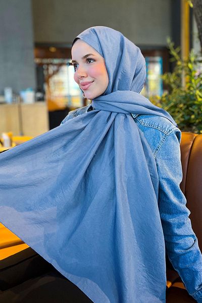 Sultan Eşarp Sultan Voile Shawl - Solid Color - Slv001-03 - Blue