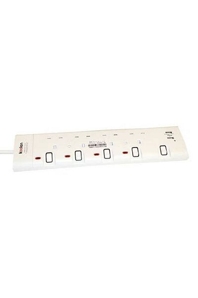 Koolen مقبس كهربائي رباعي الاتجاهات مع منفذي USB باللون الأبيض