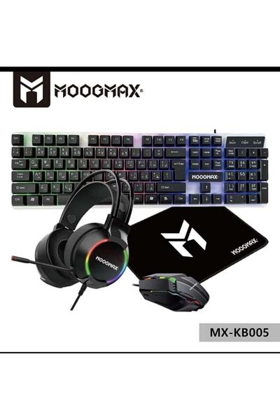 MOOGMAX بكج قيمنج 4*1 من موج ماكس- كيبورد مضئ + ماوس وايرلس+سماعة محيطية+ ماوس باد موج ماكس