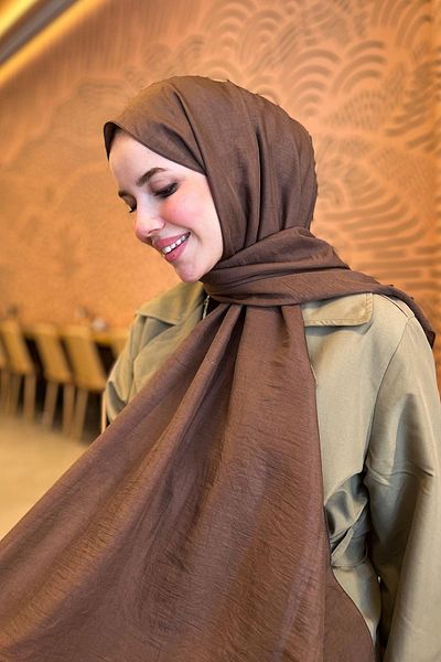 Sultan Eşarp Sultan Voile Shawl - Solid Color - Slv001-04 - Brown
