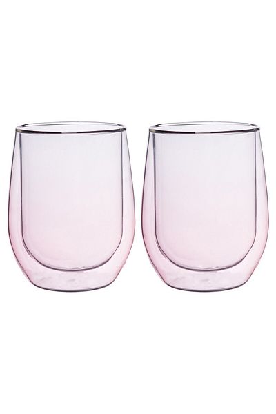 KRASINO Set of 2 Arlen glasses, double walls, pink, 300 ml, 8.5x9.5 cm