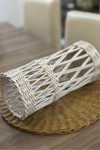 AFRALYAHOME Ψάθινο μπαμπού Rattan πλεκτό μακρύ βάζο - Μοτίβο λουλουδιών, Τιμή για γλάστρα (ΤΕΜ)