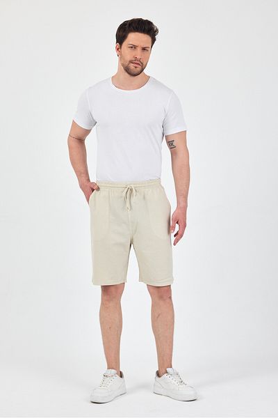 kırtex sport k teks şekil Men's Beige Comfort Fit Linen Shorts & Bermuda