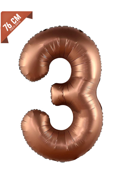 parti pera 3 Yaş Retro Çikolata Kahverengi Rakam Folyo Balon 76 Cm