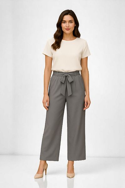 bb butik basic Belted Double Palazzo Trousers Db1634