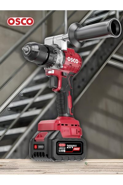 OSCO-TOOLS أوسكو دريل بطارية براشليس 21 فولت، مقاس 13 مم هو جهاز قوي في المهام المنزلية والصناعية.