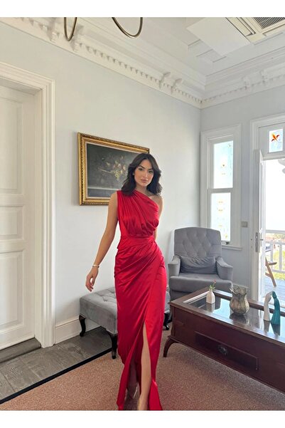 zoezoe Fiona Tek Kol Drapeli Saten Abiye