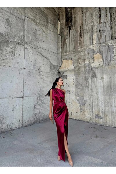 zoezoe Fiona Tek Kol Drapeli Saten Abiye