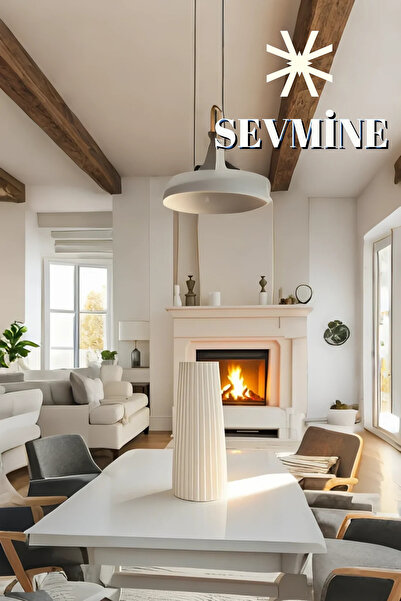 SEVMİNE Βάζο Κρεμ Ριγέ Σκανδιναβικού Στυλ 18 εκ.