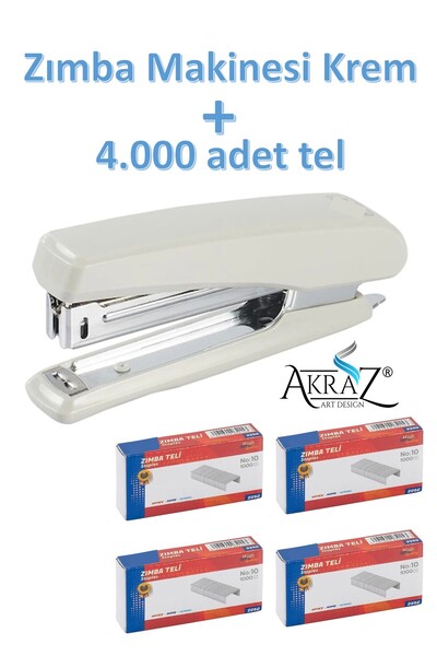 Akraz Art Design Zımba Makinesi ve 4.000 adet zımba teli no:10 (krem) 1.sınıf...