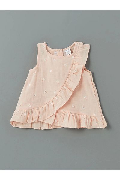 LC Waikiki Lcw Baby Pink Crew Neck Floral Baby Girl Blouse and Leggings 2-Piece