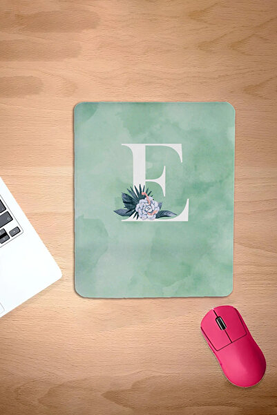 KARMAT Dikdörtgen, Yeşil E harfi, Harfe Özel mousepad, bilek destekli, ergono...
