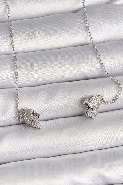 Skygo 316L Steel Silver Color Zircon Stone Magnet Heart Model Women's Necklace - Tj-Bko9727