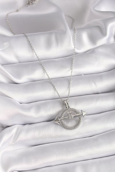 Skygo 316L Steel Silver Color Chain Zircon Stone Ring Model Women's Necklace - Tj-Bko9506