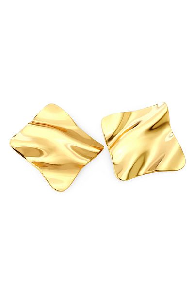 Janset 316L Wavy Plate Steel Earrings - Large Size Steel Earrings
