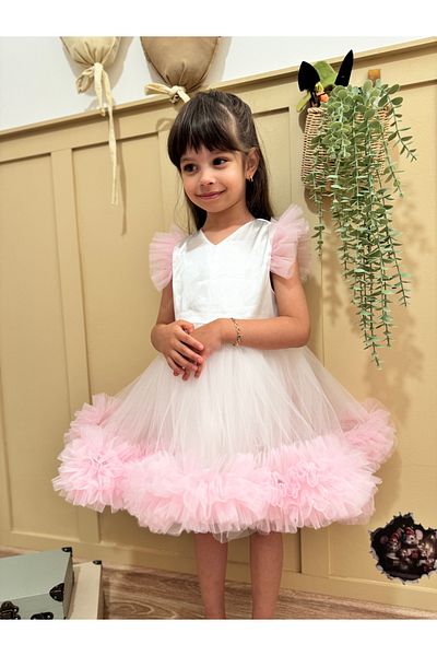 penu baby kids Pink Carnival Detailed Short Sleeve Baby Girl Dress