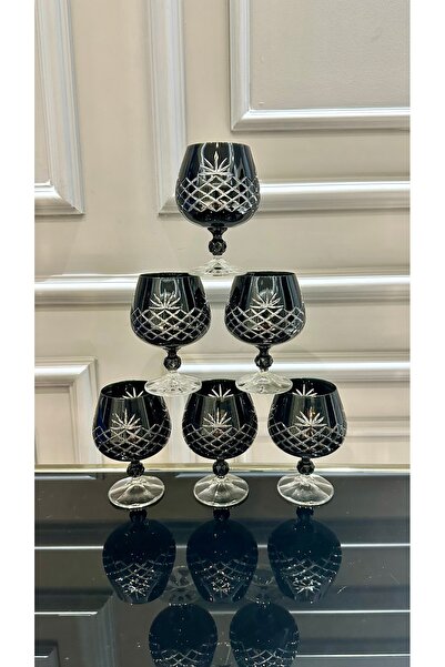 Vakıf home Bohemia Kristal Ananas Model Siyah Renk Ayaklı Kahve Yanı Su Bardağı