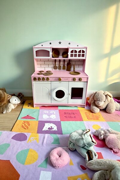 Buradadavar Hobi Ahşap Ahşap Büyük Boy Çocuklar İçin Eğlenceli Oyuncak Mutfak Seti