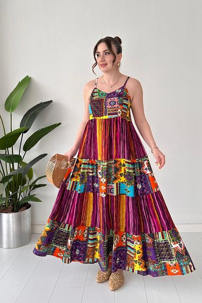 MaziButik Rochie Gipsy cu bretele roz