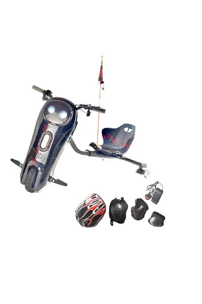rexa 3 Wheels Electric Drift Scooter With Helmet Kit Knee Guard And Elbow
