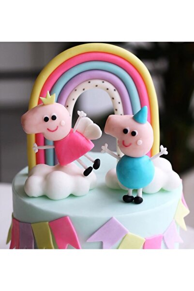 Maket Atelier Şeker Hamurundan Yapılmış Eğlenceli Pasta Süsleri - Peppa Pig Temalı