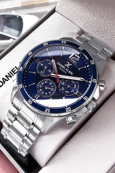 Daniel Klein Exclusif Men's Wristwatch 3 Atm Waterproof Silver Color Steel Band Gift Bracelet