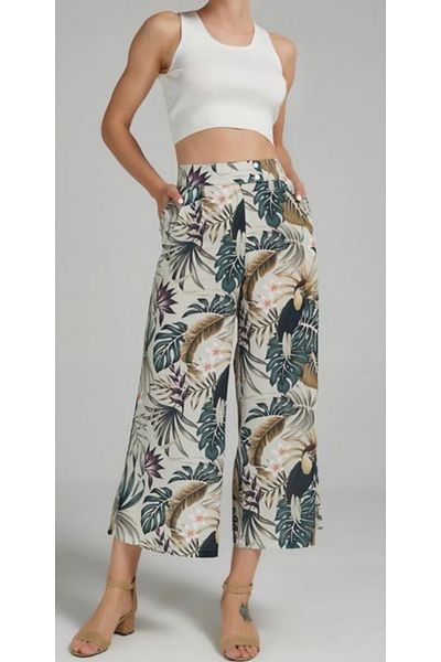 MAABMODA Tropic Pattern Short Leg Palazzo Trousers