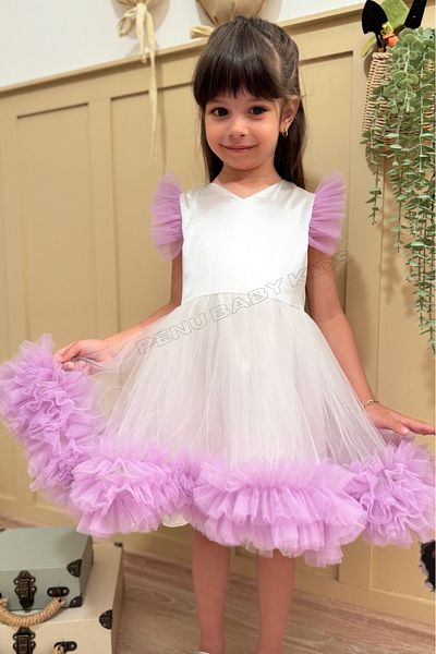 penu baby kids Lilac Carnival Detailed Short Sleeve Baby Girl Dress