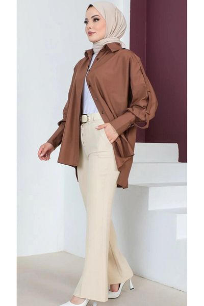 hk Women's Flare Leg, Palazzo, Cream Pants.