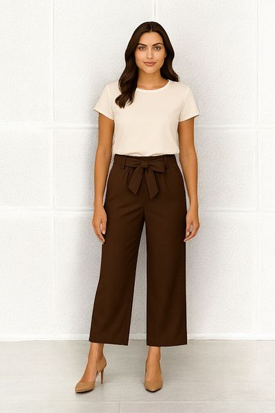 bb butik basic Belted Double Palazzo Trousers Db1634
