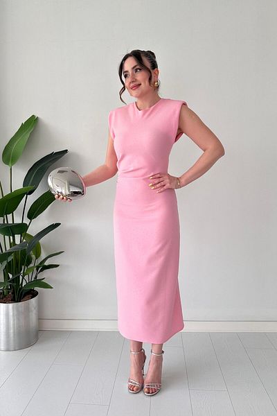 MaziButik Glitter Crepe Dress Pink