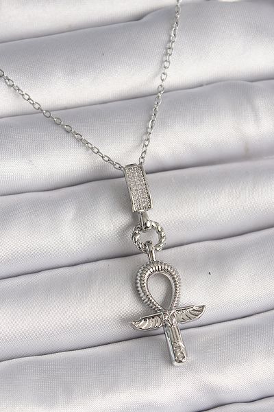 Skygo 316L Steel Silver Color Chain Ankh Model Women's Necklace - Tj-Bko9750