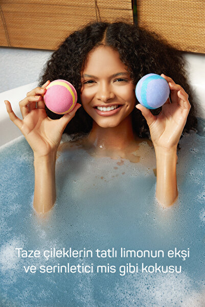 Balmy Çilek ve Limon Nem Bombası, Banyo Topu, Manikür Pedikür Topu 160 g