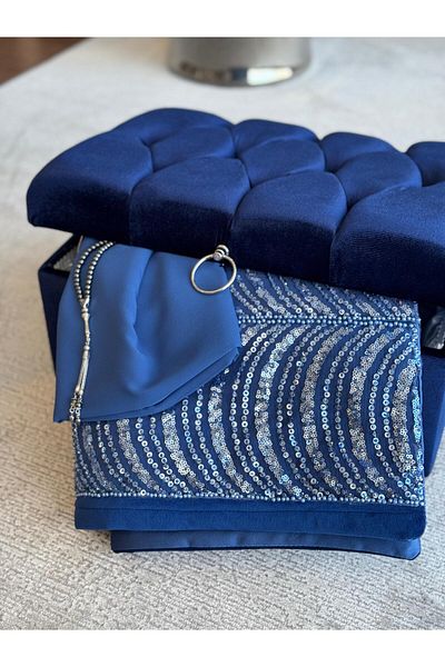 CREARTHOME Blue Boxed Boxed Blue Embroidered 5 Piece Women's Prayer Rug Bride Dowery Set Special Production