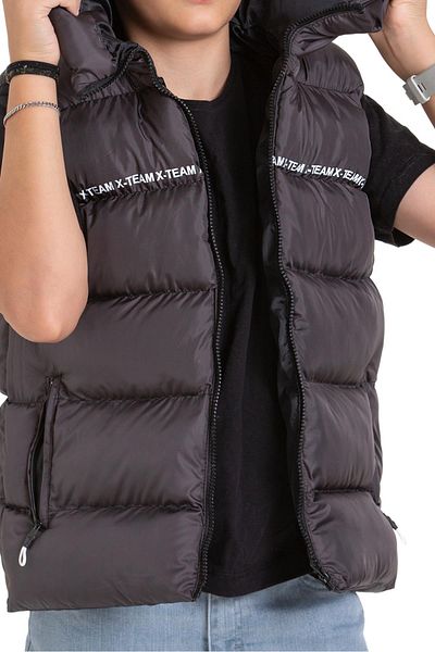 ASYAKİDS CLUB Seasonal Puffer Vest with Hooded Printed Lining and Pockets