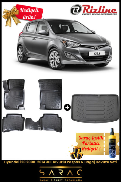 Rizline Hyundai i20 2008-2014 Havuzlu Paspas & Bagaj Havuzu Seti+HEDİYELİ!