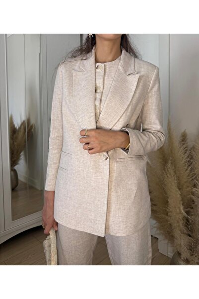 GKBUTİK Keten Blazer Ceket