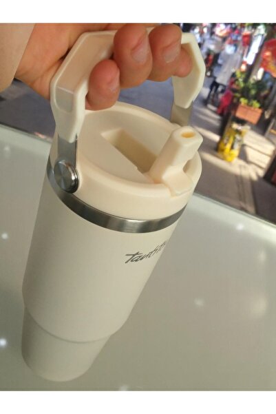 Tantitoni Shela Çelik Kulplu - Aç-Kapa Pipetli - 900 ML Premium Termos - Paslanmaz Çelik