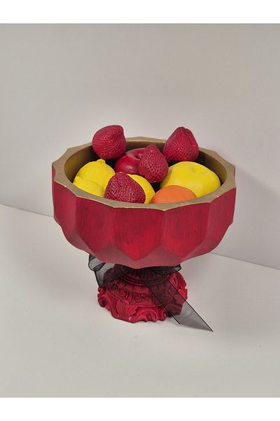 Home Alin Home Decoration - Handmade Red Gold Footed Fruit Basket