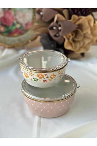 MD MİMOZA DEKOR Enamel Amanda 2-Piece Storage Container
