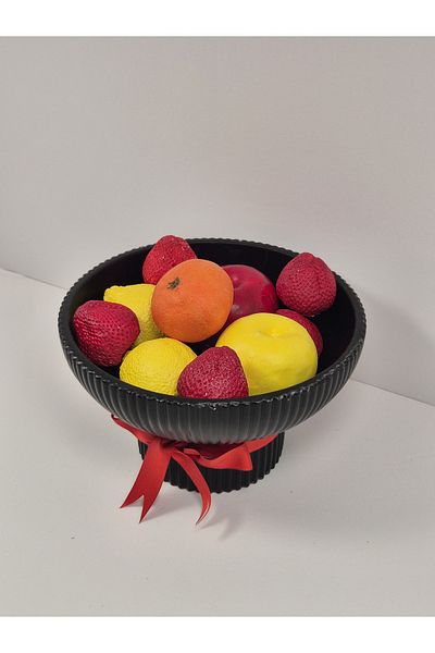 Home Alin Home Decoration - Handmade Stone Powder Black Color Fruit Basket