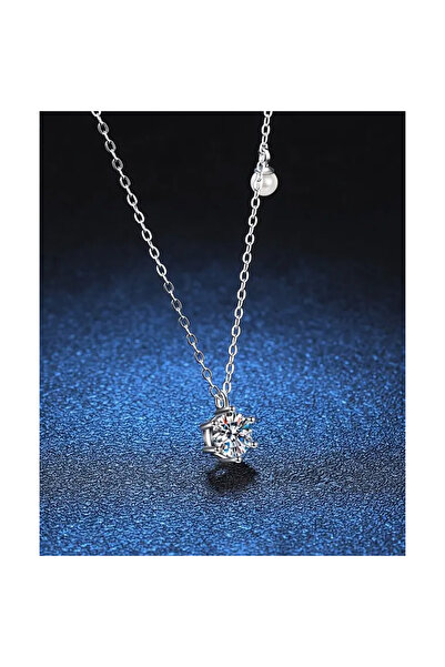 OEM Colier clasic din argint cu diamant moissanit si perla alba